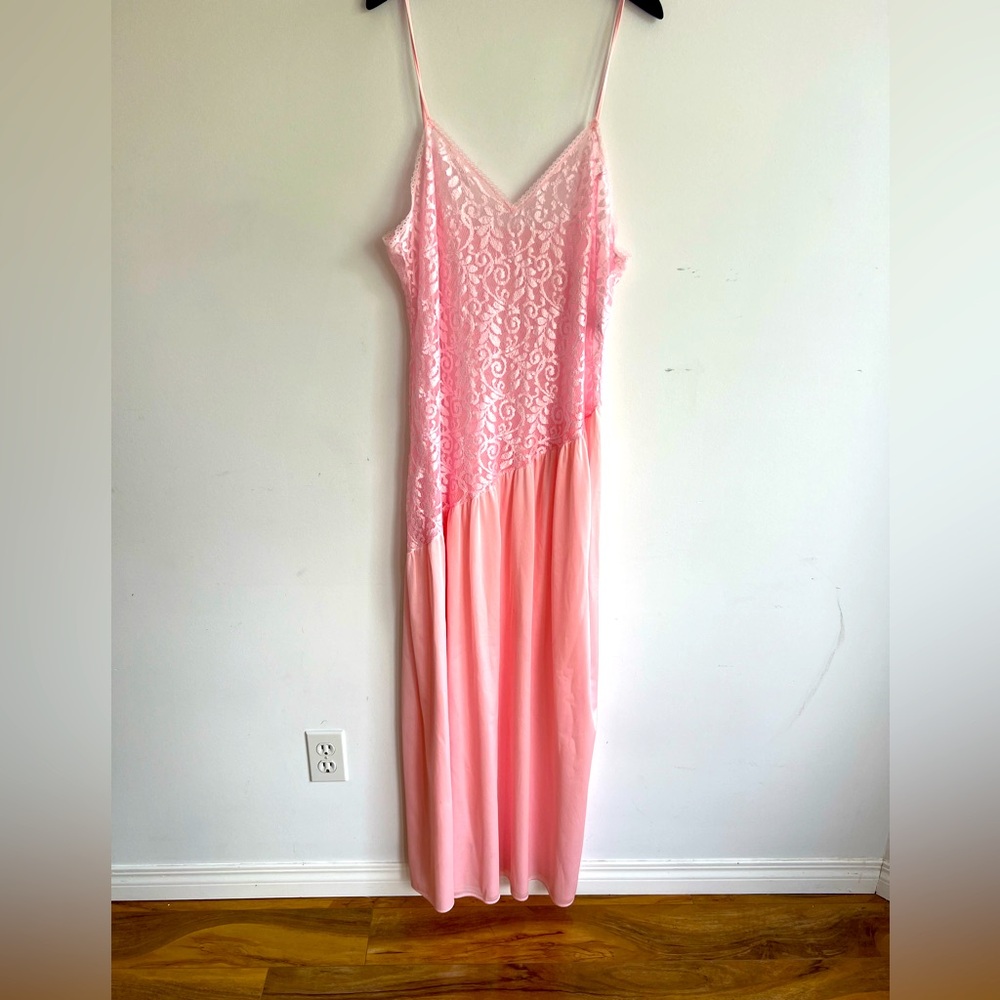 Vintage Slip Dress  Silky Lace Nightgown, Victorian M/L